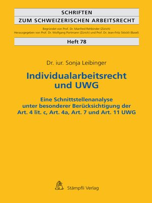 cover image of Individualarbeitsrecht und UWG